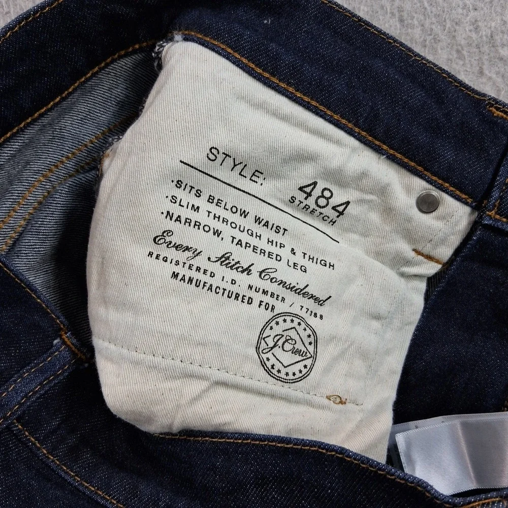 J. Crew Jeans Mens 31x32 484 Slim Fit Dark Indigo Blue Stretch Denim